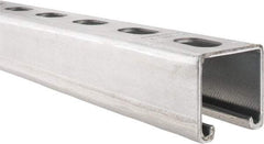 Thomas & Betts - 10' Long x 1-5/8" Wide x 1-5/8" High, 12 Gauge, Strip Steel, Half Slot Framing Channel & Strut - 0.105" Thick, Pre-Galvanized - Americas Tooling