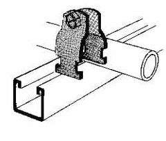 Thomas & Betts - 1-7/8" Pipe, 12 Gauge" Pipe or Tube Clamp - Gold Galvanized, 1,000 Lb Capacity - Americas Tooling