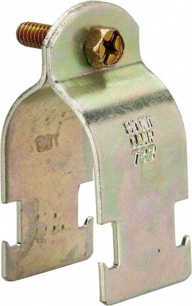 Thomas & Betts - 1-3/8" Pipe, 14 Gauge" Pipe or Tube Clamp - Gold Galvanized, 1,000 Lb Capacity - Americas Tooling