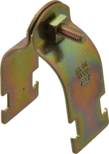 Thomas & Betts - 1-5/8" Pipe, 14 Gauge" Pipe or Tube Clamp - Gold Galvanized, 1,000 Lb Capacity - Americas Tooling