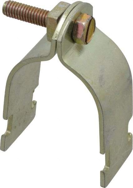 Thomas & Betts - 1-1/2" Pipe, 12 Gauge" Pipe or Conduit Clamp - Gold Galvanized, Rigid & IMC Conduit - Americas Tooling