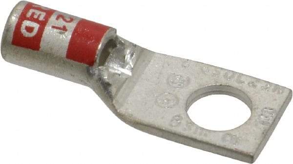 Thomas & Betts - 8 AWG Noninsulated Compression Connection Square Ring Terminal - 1/4" Stud, 1.2" OAL x 0.45" Wide, Tin Plated Copper Contact - Americas Tooling