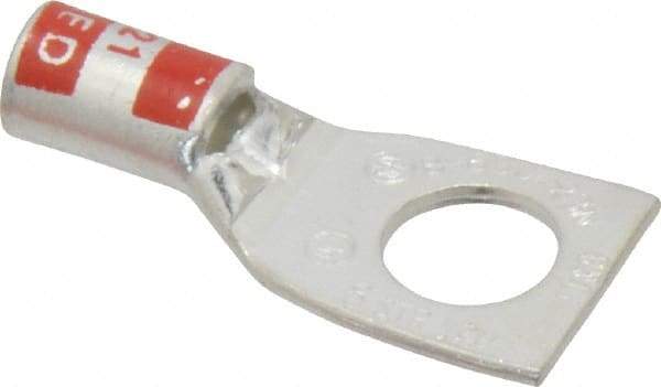 Thomas & Betts - 8 AWG Noninsulated Compression Connection Square Ring Terminal - 5/16" Stud, 1.33" OAL x 0.56" Wide, Tin Plated Copper Contact - Americas Tooling