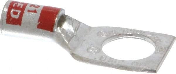 Thomas & Betts - 8 AWG Noninsulated Compression Connection Square Ring Terminal - 3/8" Stud, 1.33" OAL x 0.56" Wide, Tin Plated Copper Contact - Americas Tooling