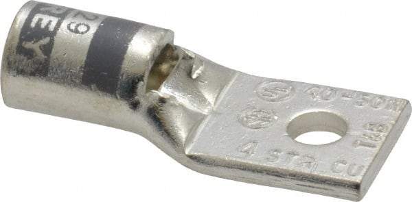 Thomas & Betts - 4 AWG Noninsulated Crimp Connection Square Ring Terminal - #10 Stud, 1.38" OAL x 0.55" Wide, Tin Plated Copper Contact - Americas Tooling