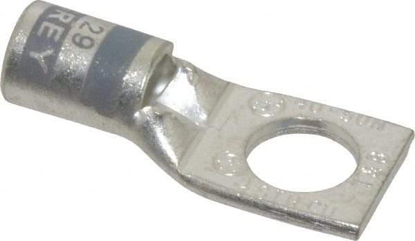 Thomas & Betts - 4 AWG Noninsulated Compression Connection Square Ring Terminal - 3/8" Stud, 1.42" OAL x 0.61" Wide, Tin Plated Copper Contact - Americas Tooling