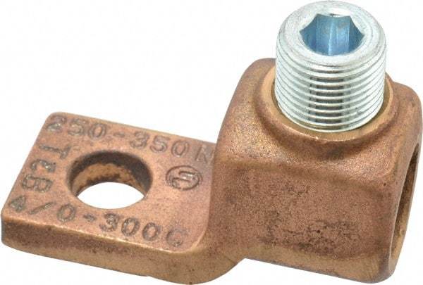 Thomas & Betts - 4/0 AWG Noninsulated Compression Connection Square Ring Terminal - 1/2" Stud, 2-3/4" OAL x 1-3/16" Wide, Copper Contact - Americas Tooling