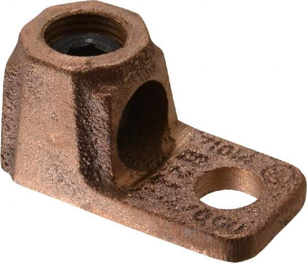 Thomas & Betts - 2-4/0 AWG Noninsulated Crimp Connection D Shaped Ring Terminal - 3/8" Stud, 1-7/8" OAL x 15/16" Wide, Copper Contact - Americas Tooling