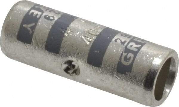 Thomas & Betts - 4 AWG Compatible, Noninsulated, Crimp-On Butt Splice Terminal - 2 Wire Entries, Copper Contacts, Tin Contact Plating, 1" OAL, Gray - Americas Tooling