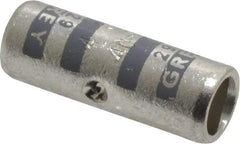 Thomas & Betts - 4 AWG Compatible, Noninsulated, Crimp-On Butt Splice Terminal - 2 Wire Entries, Copper Contacts, Tin Contact Plating, 1" OAL, Gray - Americas Tooling