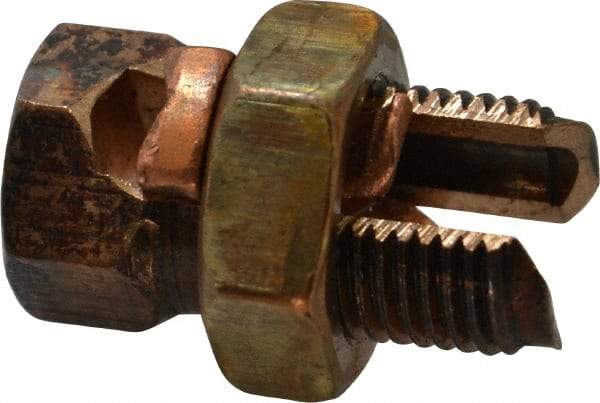 Thomas & Betts - 6 to 2 AWG, Copper Wire Compatible, Copper Alloy, Hex Split Bolt Connector - 1-1/4" OAL, 19/32" Head Width, 25/32" Base Width - Americas Tooling