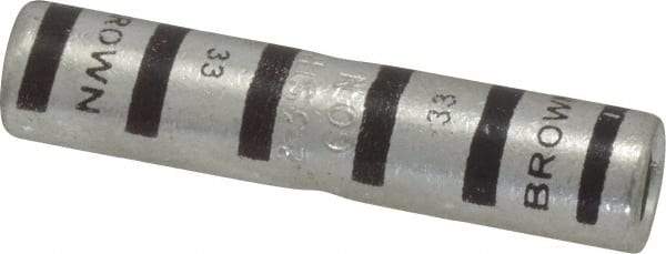 Thomas & Betts - 2 AWG Compatible, Noninsulated, Crimp-On Butt Splice Terminal - 2 Wire Entries, Copper Contacts, Tin Contact Plating, 1.88" OAL, Brown - Americas Tooling