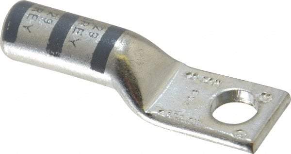 Thomas & Betts - 4 AWG Noninsulated Compression Connection Rectangle Ring Terminal - 1/4" Stud, 1.7" OAL x 0.52" Wide, Tin Plated Copper Contact - Americas Tooling