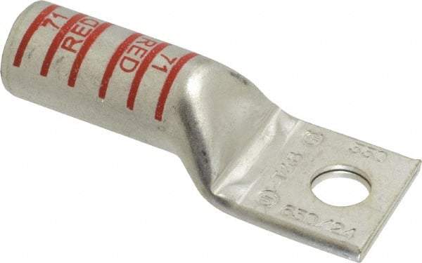 Thomas & Betts - 350 kcmil Wire Noninsulated Compression Connection Square Ring Terminal - 1/2" Stud, 3.68" OAL x 1.36" Wide, Tin Plated Copper Contact - Americas Tooling