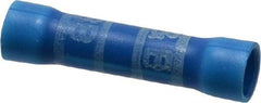 Thomas & Betts - 16 to 14 AWG Compatible, Vinyl Fully Insulated, Crimp-On Butt Splice Terminal - 2 Wire Entries, Copper Contacts, Tin Contact Plating, 1.13" OAL, Blue - Americas Tooling