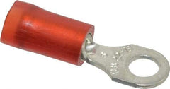 Thomas & Betts - 22-16 AWG Partially Insulated Crimp Connection D Shaped Ring Terminal - #6 Stud, 0.86" OAL x 0.26" Wide, Tin Plated Copper Contact - Americas Tooling