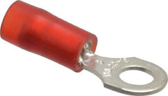 Thomas & Betts - 22-16 AWG Partially Insulated Crimp Connection D Shaped Ring Terminal - #8 Stud, 0.89" OAL x 0.26" Wide, Tin Plated Copper Contact - Americas Tooling