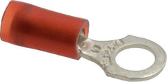 Thomas & Betts - 22-16 AWG Partially Insulated Crimp Connection D Shaped Ring Terminal - #10 Stud, 0.89" OAL x 0.31" Wide, Tin Plated Copper Contact - Americas Tooling