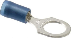 Thomas & Betts - 18-14 AWG Partially Insulated Crimp Connection D Shaped Ring Terminal - 5/16" Stud, 1.08" OAL x 0.47" Wide, Tin Plated Copper Contact - Americas Tooling