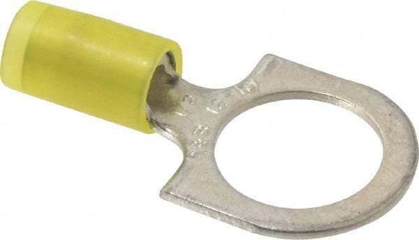 Thomas & Betts - 12-10 AWG Partially Insulated Crimp Connection D Shaped Ring Terminal - 1/2" Stud, 1.37" OAL x 0.72" Wide, Tin Plated Copper Contact - Americas Tooling