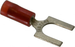 Thomas & Betts - 1/4" Stud, 22 to 16 AWG Compatible, Partially Insulated, Crimp Connection, Standard Fork Terminal - Americas Tooling