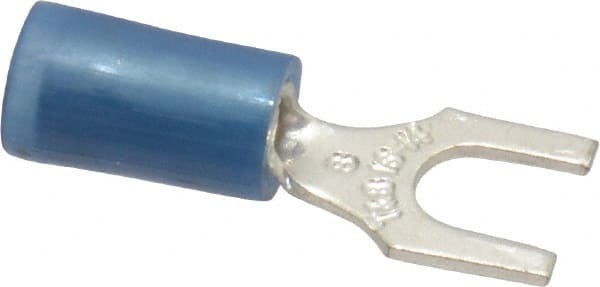 Thomas & Betts - #8 Stud, 18 to 14 AWG Compatible, Partially Insulated, Crimp Connection, Standard Fork Terminal - Americas Tooling