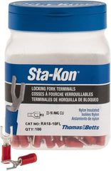 Thomas & Betts - #10 Stud, 22 to 16 AWG Compatible, Partially Insulated, Crimp Connection, Locking Fork Terminal - Americas Tooling