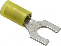 Thomas & Betts - 1/4" Stud, 12 to 10 AWG Compatible, Partially Insulated, Crimp Connection, Locking Fork Terminal - Americas Tooling