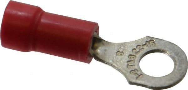 Thomas & Betts - 22-16 AWG Partially Insulated Crimp Connection D Shaped Ring Terminal - #8 Stud, 0.97" OAL x 0.31" Wide, Tin Plated Copper Contact - Americas Tooling