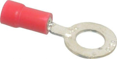 Thomas & Betts - 22-16 AWG Partially Insulated Crimp Connection D Shaped Ring Terminal - 1/4" Stud, 1.13" OAL x 1/2" Wide, Tin Plated Copper Contact - Americas Tooling