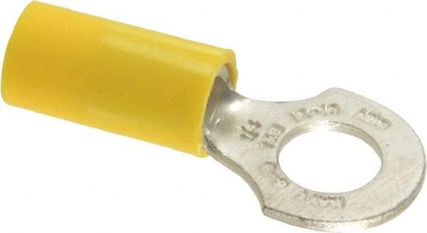 Thomas & Betts - 12-10 AWG Partially Insulated Crimp Connection D Shaped Ring Terminal - 1/4" Stud, 1.16" OAL x 1/2" Wide, Tin Plated Copper Contact - Americas Tooling