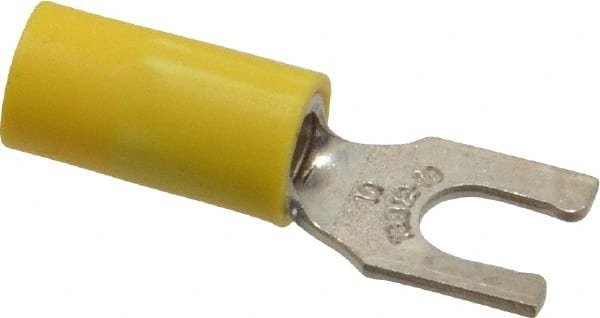 Thomas & Betts - #10 Stud, 12 to 10 AWG Compatible, Partially Insulated, Crimp Connection, Locking Fork Terminal - Americas Tooling