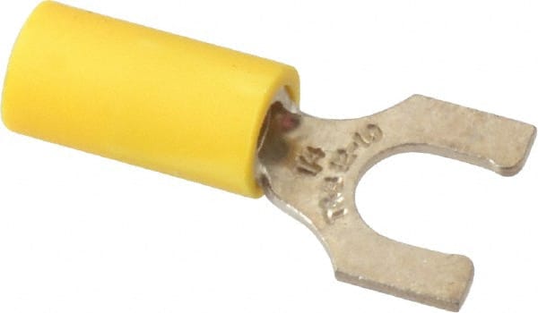 Thomas & Betts - 1/4" Stud, 12 to 10 AWG Compatible, Partially Insulated, Crimp Connection, Locking Fork Terminal - Americas Tooling