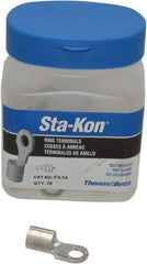 Thomas & Betts - 4 AWG Noninsulated Crimp Connection Circular Ring Terminal - 1/4" Stud, 1.16" OAL x 0.48" Wide, Tin Plated Copper Contact - Americas Tooling