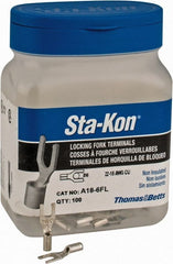 Thomas & Betts - #6 Stud, 22 to 16 AWG Compatible, Noninsulated, Crimp Connection, Locking Fork Terminal - Americas Tooling