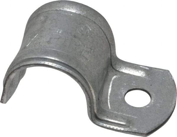 Thomas & Betts - 1/2" Pipe, Steel, Zinc Plated" Pipe or Conduit Strap - 1 Mounting Hole - Americas Tooling