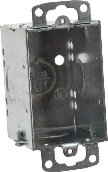 Thomas & Betts - 1 Gang, (5) 1/2" Knockouts, Steel Rectangle Switch Box - 3" Overall Height x 2" Overall Width x 2-3/4" Overall Depth - Americas Tooling