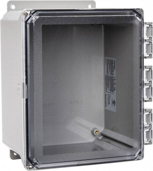 Thomas & Betts - Polycarbonate Standard Enclosure Hinge Flat Cover - NEMA 1, 2, 3, 4, 12, 3S, 3SX, 3X, 4X, 8" Wide x 10" High x 6" Deep, Impact Resistant - Americas Tooling