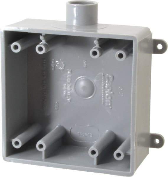 Thomas & Betts - 2 Gang, (1) 1/2" Knockout, PVC Rectangle Switch Box - 117.35mm Overall Height x 142.24mm Overall Width x 50.29mm Overall Depth, Weather Resistant - Americas Tooling