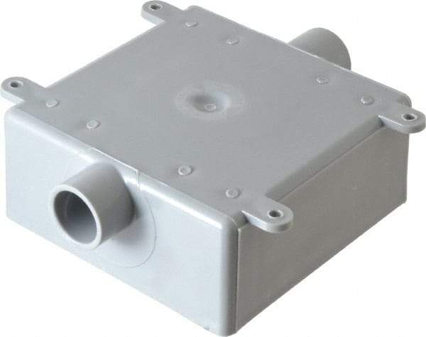 Thomas & Betts - 2 Gang, (2) 1/2" Knockouts, PVC Square Switch Box - 4.62" Overall Height x 4.62" Overall Width x 1.98" Overall Depth, Weather Resistant - Americas Tooling