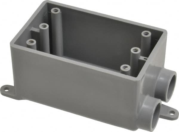 Thomas & Betts - 1 Gang, (2) 1/2" Knockouts, PVC Rectangle Junction Box - 115.3mm Overall Height x 98.4mm Overall Width x 61.5mm Overall Depth, Weather Resistant - Americas Tooling