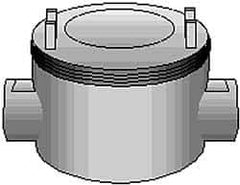 Thomas & Betts - (2) 1-1/2" Knockouts, Iron Round Junction Box - 5-3/4" Overall Width x 3.81" Overall Depth - Americas Tooling