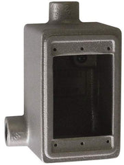 O-Z/Gedney - 1 Gang, 1/2" Knockouts, Iron Rectangle Device Box - Aluminum Enamel, Zinc Electroplated - Americas Tooling