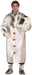 PRO-SAFE - Size M Aluminized Coat - Silver, Yellow, Black, Aluminized & Kevlar, Snaps Closure, 40 to 42" Chest - Americas Tooling