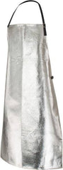 PRO-SAFE - 24 x 39" Aluminized Bib Apron - Aluminized Blended Kevlar, 19 oz Material, Silver & Yellow - Americas Tooling