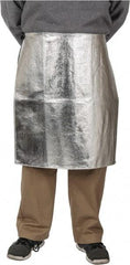 PRO-SAFE - 24 x 24" Aluminized Waist Apron - Aluminized Blended Kevlar, 19 oz Material, Silver & Yellow - Americas Tooling