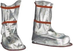 PRO-SAFE - Men's 9-12 Aluminized Overboots - 12" High, Plain Toe, Nonslip Sole, Aluminized Blended Kevlar Upper, Silver - Americas Tooling