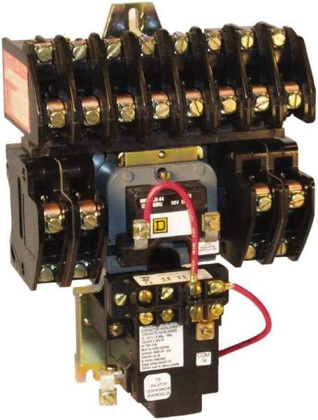 Square D - No Enclosure, 12 Pole, Mechanically Held Lighting Contactor - 20 A (Tungsten), 30 A (Fluorescent), 24 VAC at 60 Hz, 12NO Contact Configuration - Americas Tooling