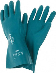 Ansell - Size 2XL (11), 15" Long, 17 mil Thick, Supported, Nitrile Chemical Resistant Gloves - Smooth Finish, Foam Lined, Green - Americas Tooling