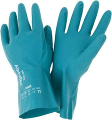 Ansell - Size 2XL (11), 12" Long, 12 mil Thick, Supported, Nitrile Chemical Resistant Gloves - Smooth Finish, Foam Lined, Green - Americas Tooling